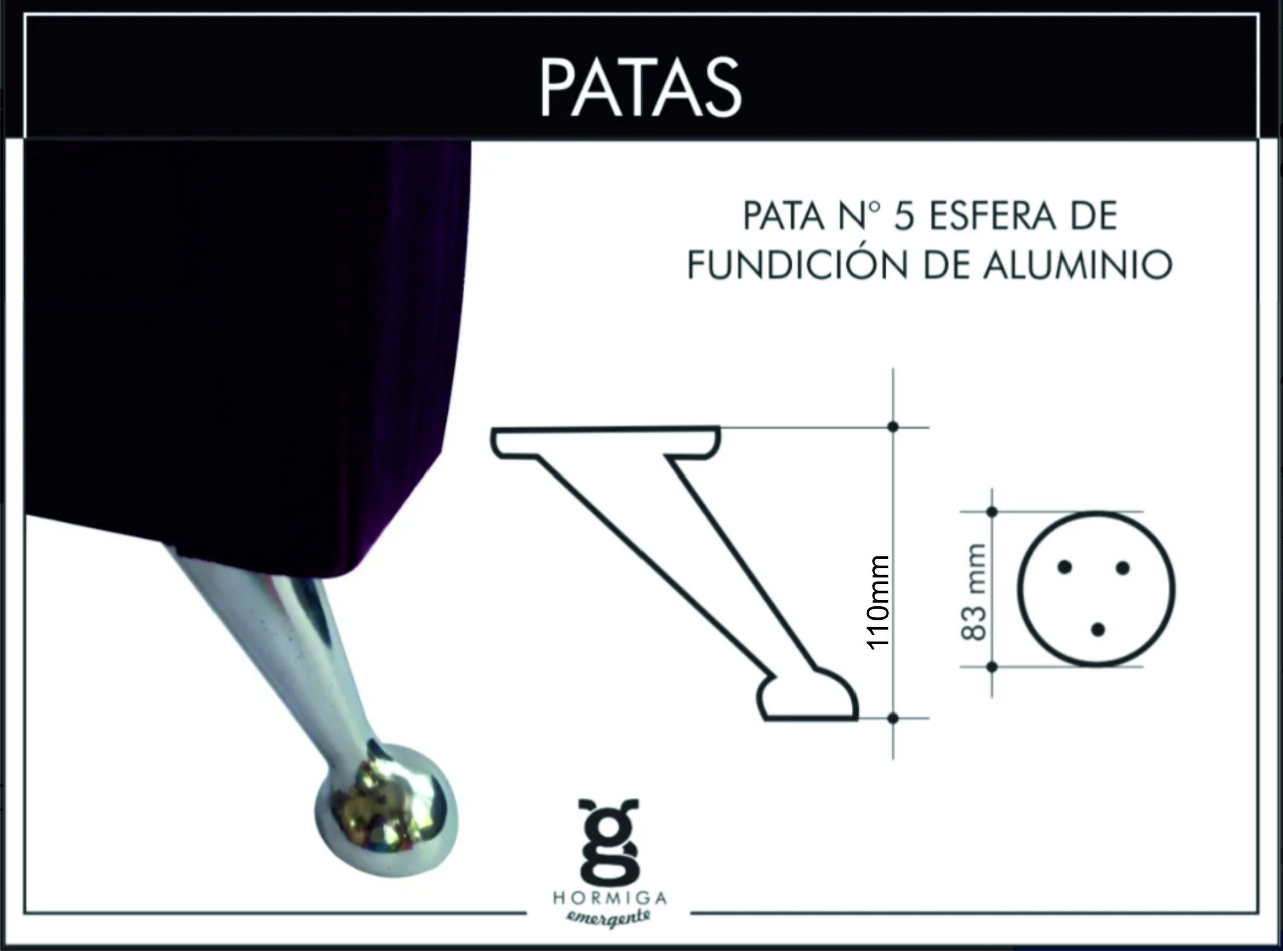 Pata de Fundicion de Aluminio N°5 - Image 3